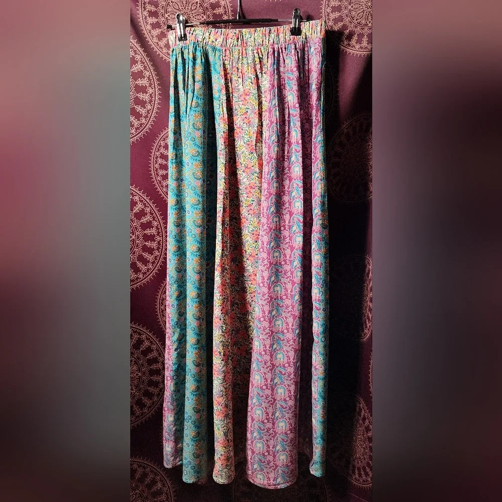 NWT NATURAL LIFE Valentina Turquoise Mixed Print Floral Midi Skirt *Vintage* - Picture 4 of 9